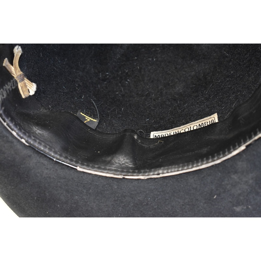 Borsalino Borsa 318B Felt Fedora Hat Black Mens Size 7 Wide Brim Ribbon Band - Picture 6 of 6
